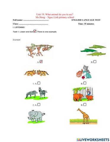 Unit 19: What animal do you want to see?