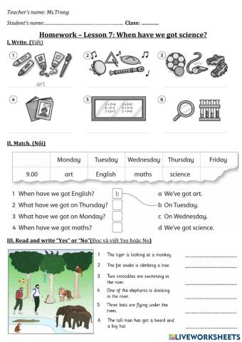 Lesson 7-When have we got science?