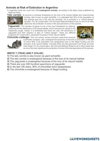 Endangered animals in Argentina