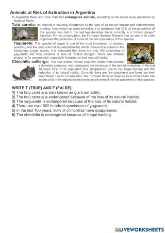 Endangered animals in Argentina