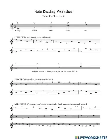 Treble Clef Exercise -1