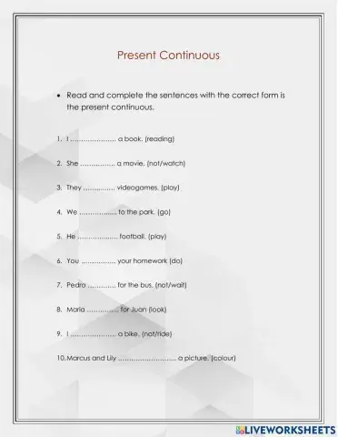 A1  - Present Continuous (Affirmative and Negative form)