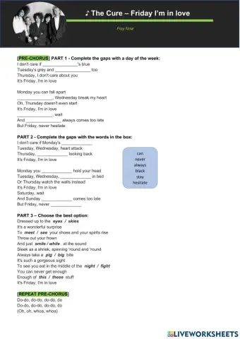 Days of the Week with The Cure