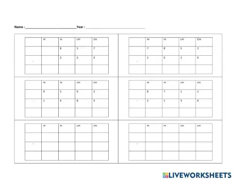 Subtraction of Length
