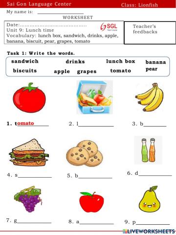 Unit 9. Lunch time (17.08.2022)