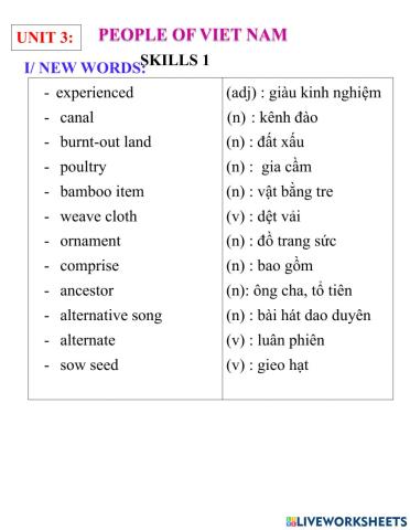 English 8- unit 3- skills 1