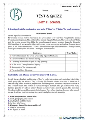 ILSW 6 - Unit 2 - Test 2