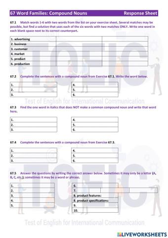 67 Word Families Compound Nouns