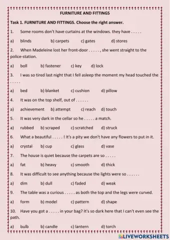 Furniture and fittings