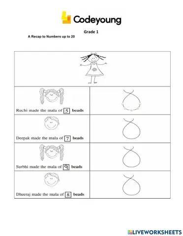 A Recap to Numbers up to 20-Apllication WS