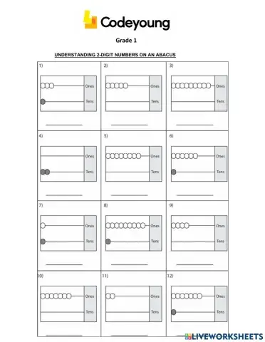 Understanding 2-Digit Numbers on an Abacus-Advance WS