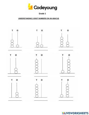 Understanding 2-Digit Numbers on an Abacus-Application WS
