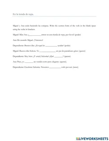 En la tienda de ropa