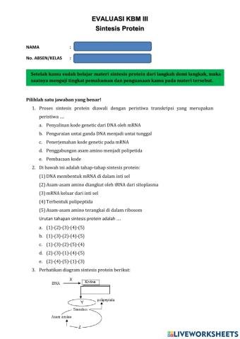 Evaluasi sintesis protein