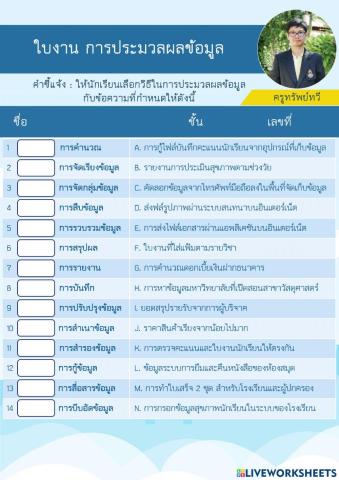 ใบงาน การประมวลผลข้อมูล