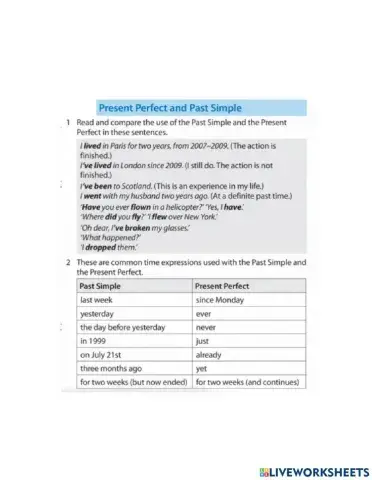 Present Perfect vs Past Simple
