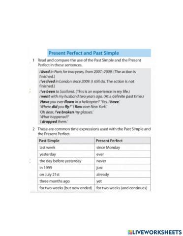 Present Perfect vs Past Simple