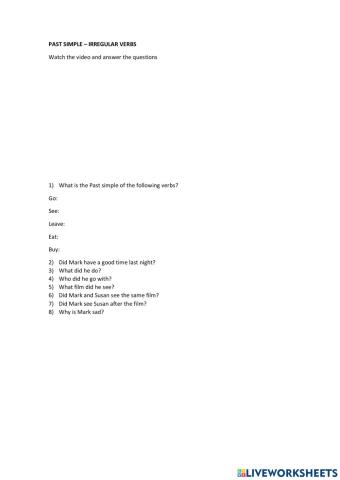 Past simple - irregular verbs