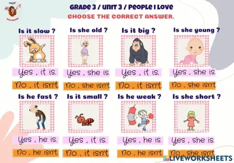 3th grade unıt 3 people I love adjectives