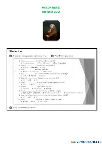 Was - were - history quiz