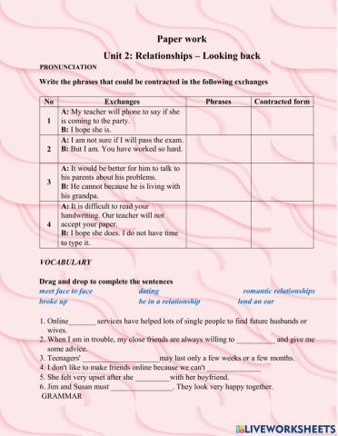 Unit 2. Looking back