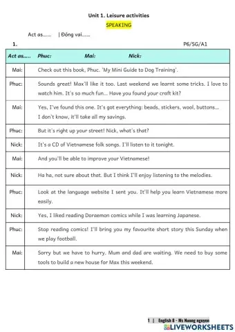 E8U1 (speaking) Leisure activities -nuongnguyen