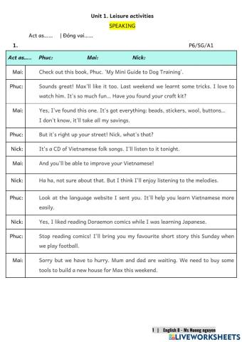 E8U1 (speaking) Leisure activities -nuongnguyen