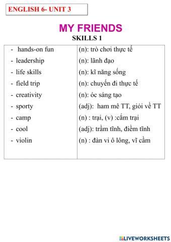 English 6- unit 3- skills 1