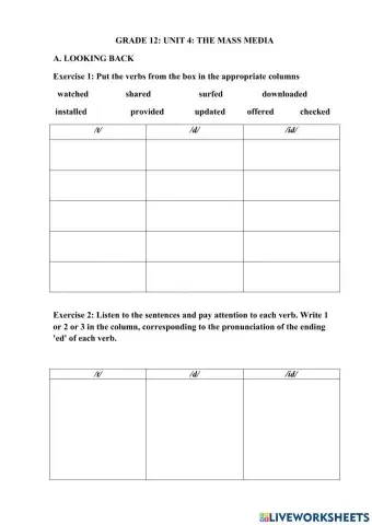 Unit 4: the mass media