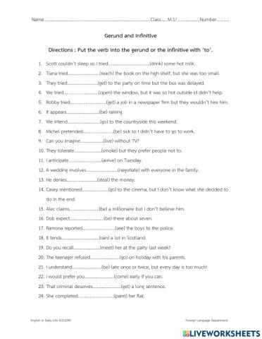 Gerund and Infinitive