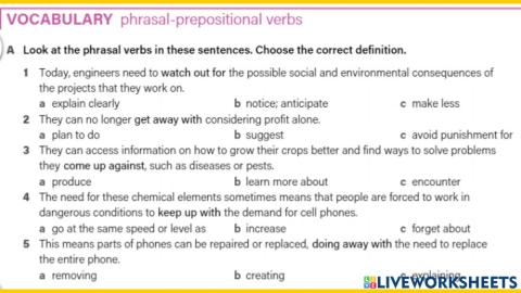 Phrasal - prepositional verbs