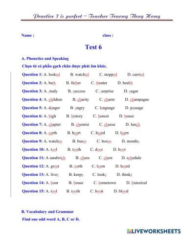 Test 6 English 7