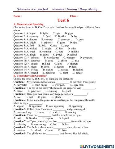 Test 6 English 8