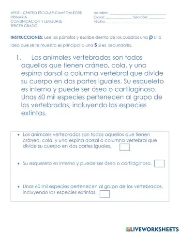 Ideas principales y secundarias