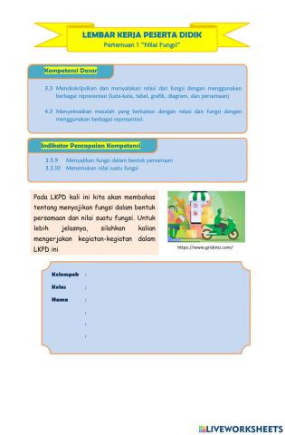 Menentukan Nilia Fungsi