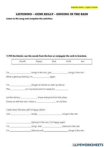 Listening - Singing in the Rai, Gene Kelly - Present Continuous Easy