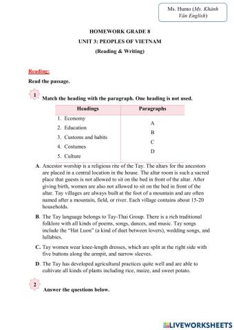 Grade 8-unit 3 exercises