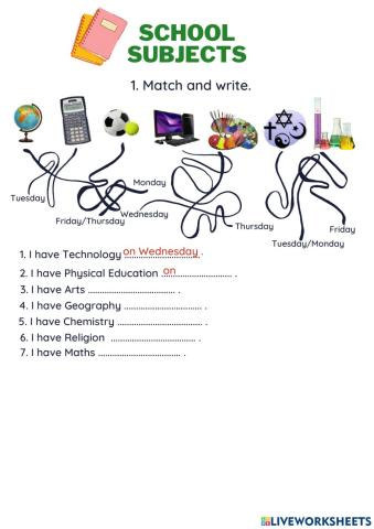 School subjects practice 2
