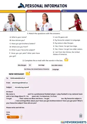 Personal Information: Female football player