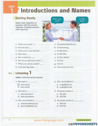 Basic tactics for listening Unit 1.1