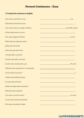 Grammar - Present Continuous – Easy