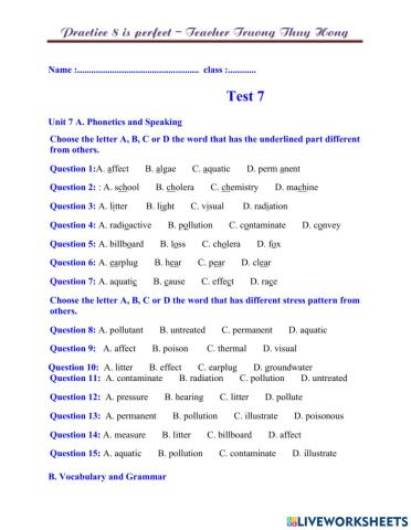 Test 7 English 8