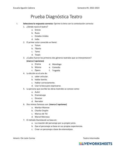 Prueba diagnóstica Teatro