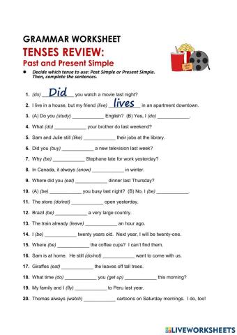 Simple Past & Simple Present Review