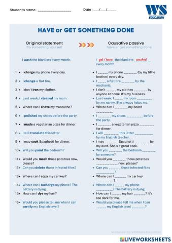 Causative have or get - have or get something done