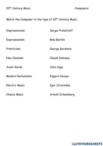 20th Century Music Composers