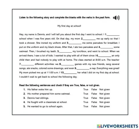 Childhood memory - First time at school