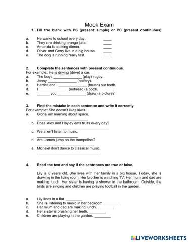 Mock Exam - present simple or continuous