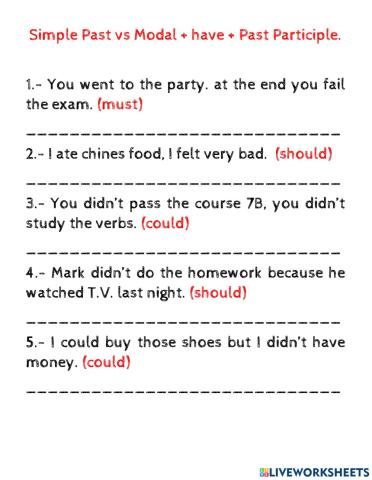 Simple Past Vs Modal + Have + Verb in Past Participle