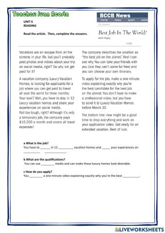 Best job in the world